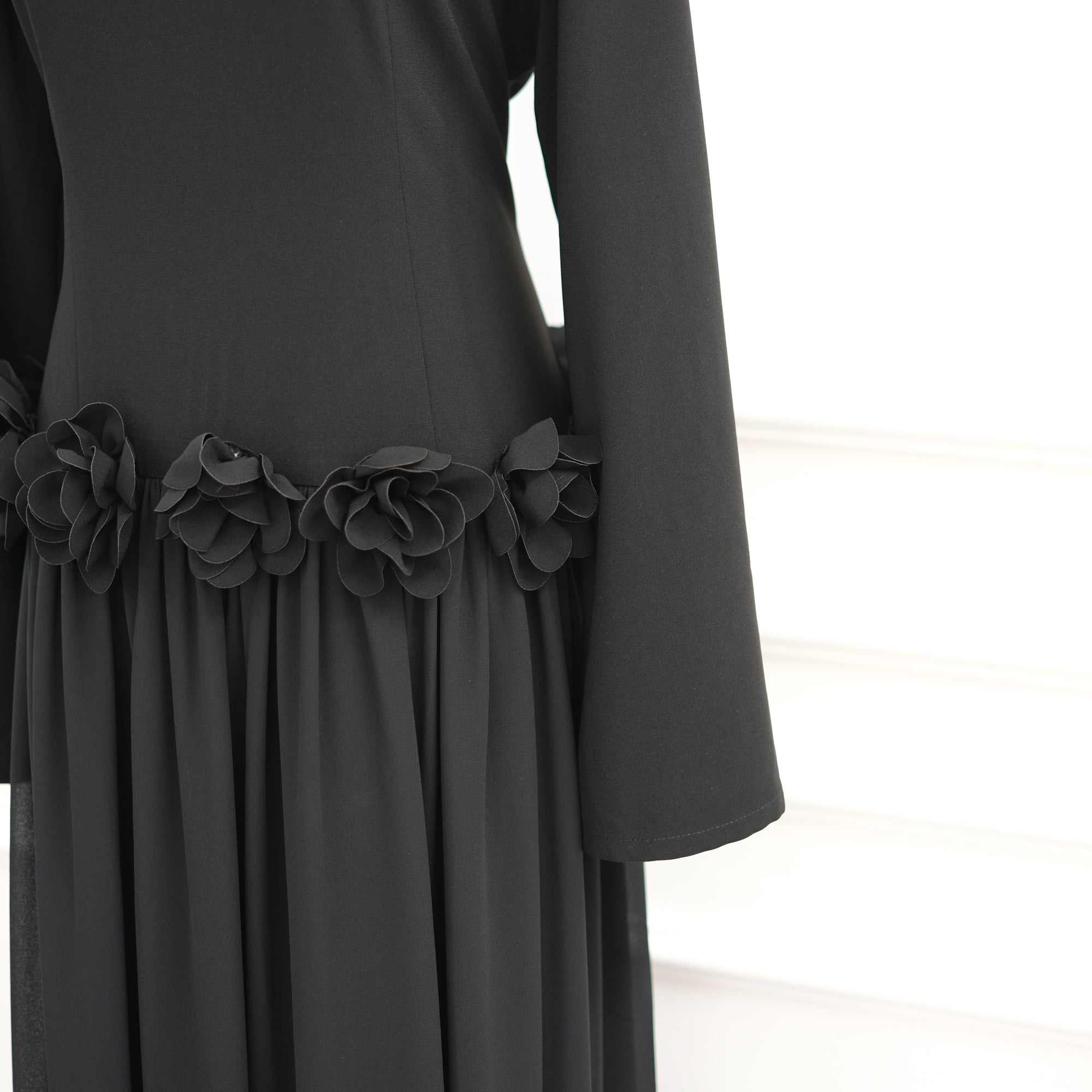 Ayla Floral Waist Maxi Dress - Black