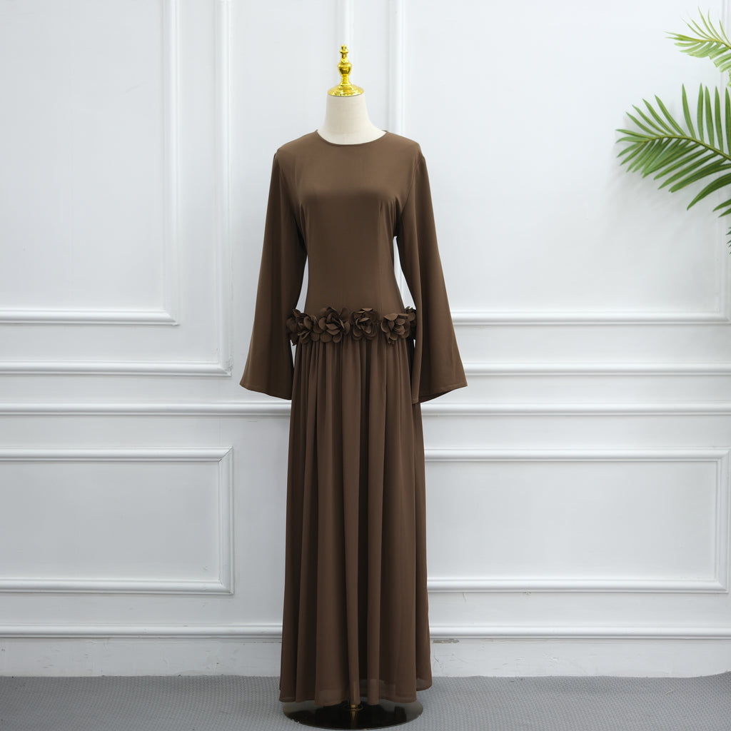 Ayla Floral Waist Maxi Dress - Brown