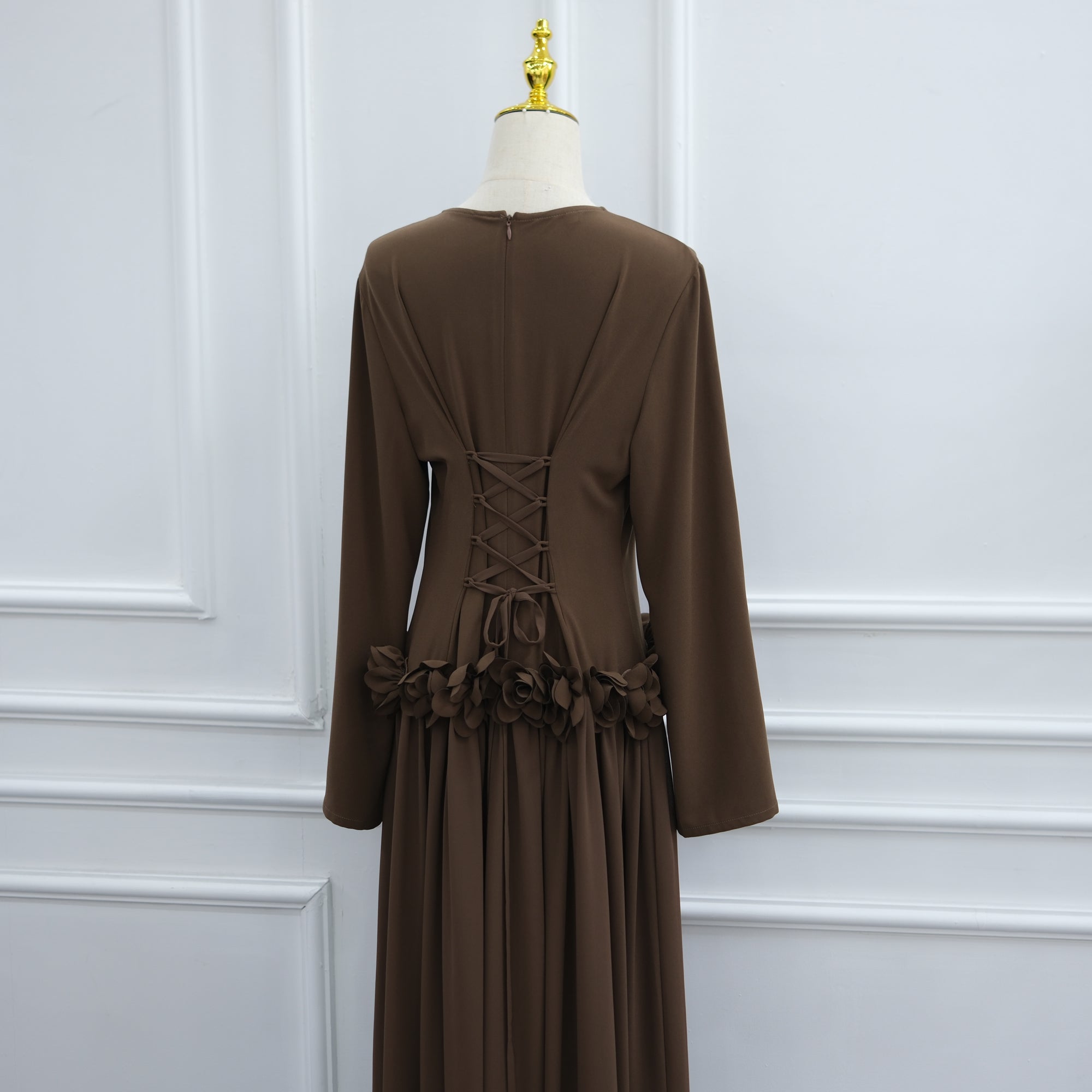 Ayla Floral Waist Maxi Dress - Brown