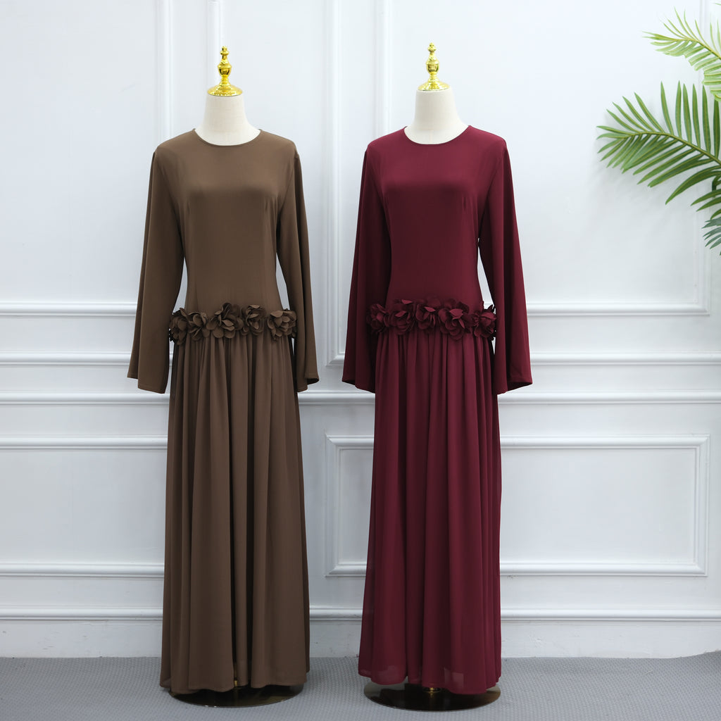 Ayla Floral Waist Maxi Dress - Brown