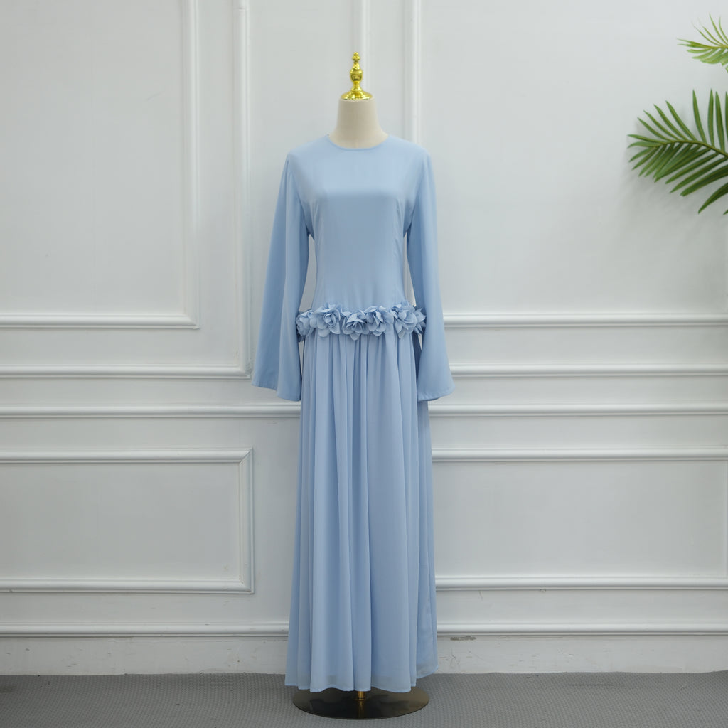 Ayla Floral Waist Maxi Dress - Blue
