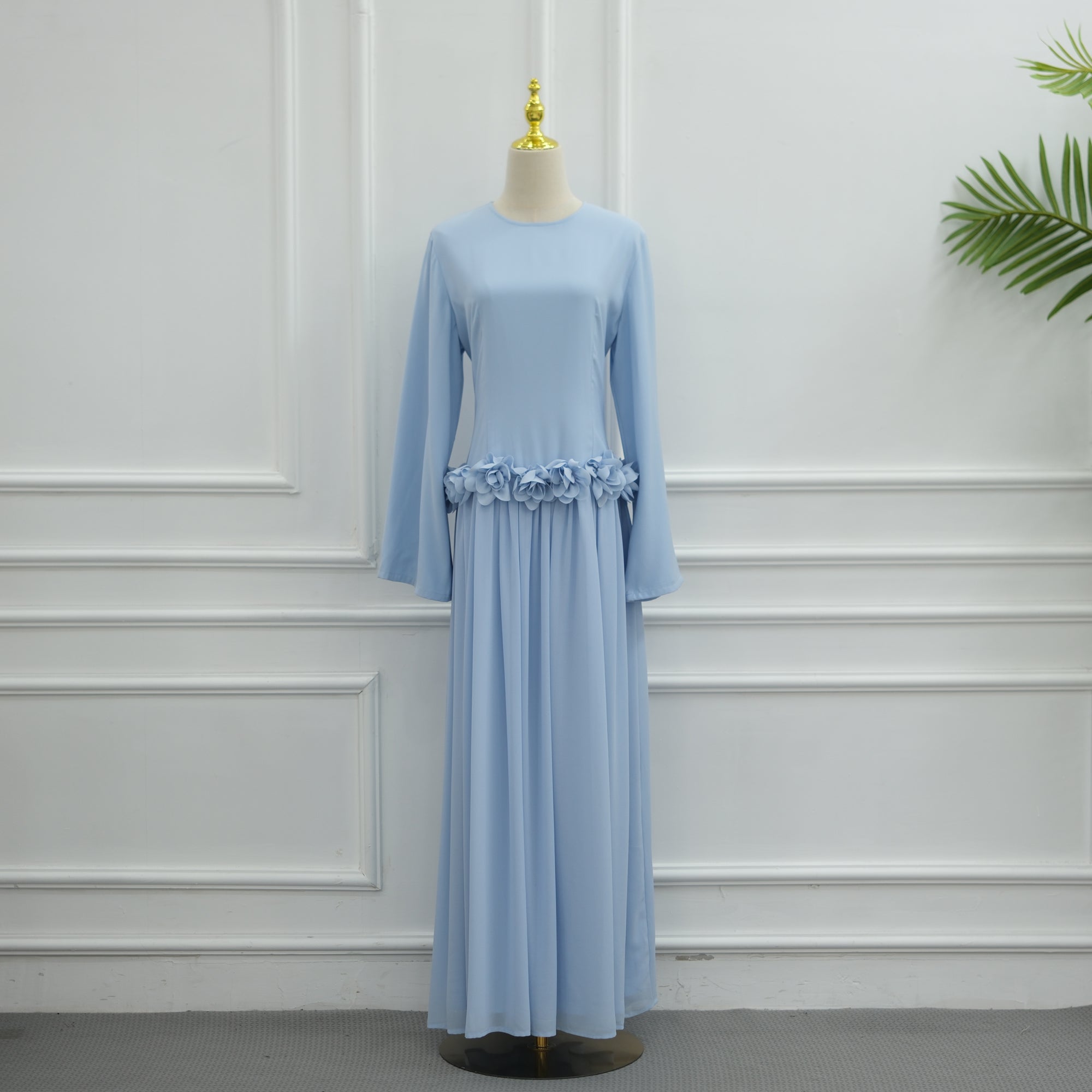 Ayla Floral Waist Maxi Dress - Blue