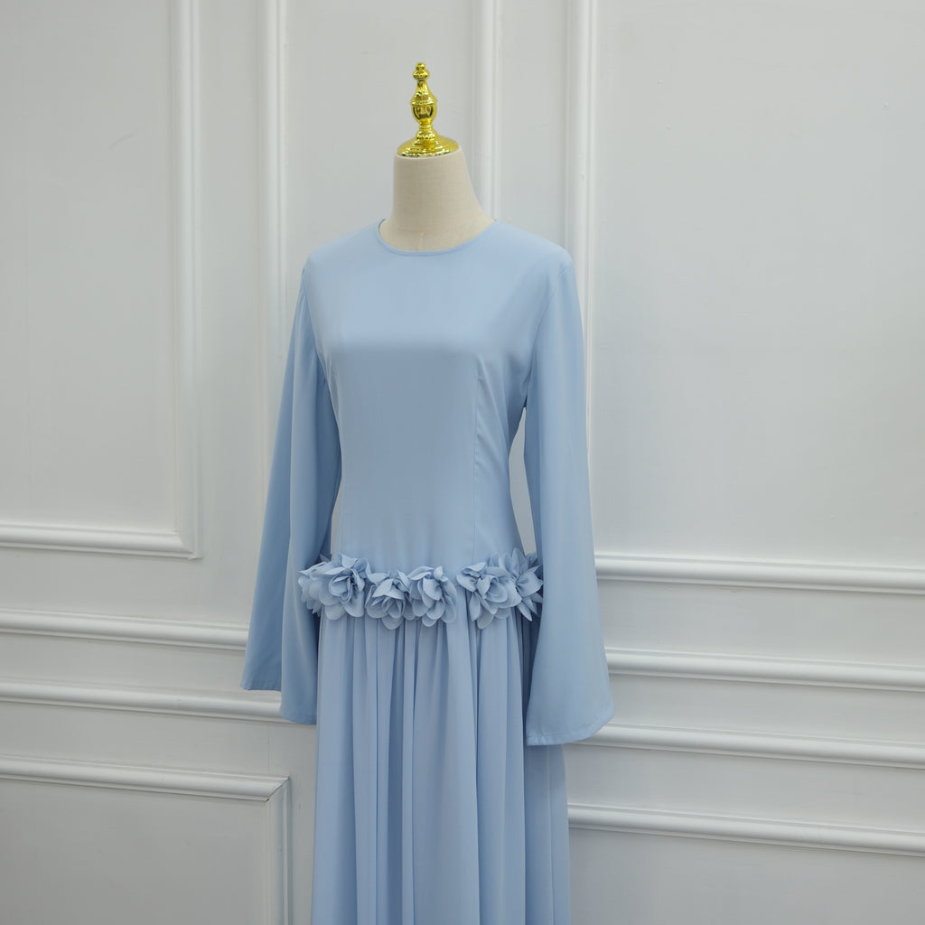 Ayla Floral Waist Maxi Dress - Blue