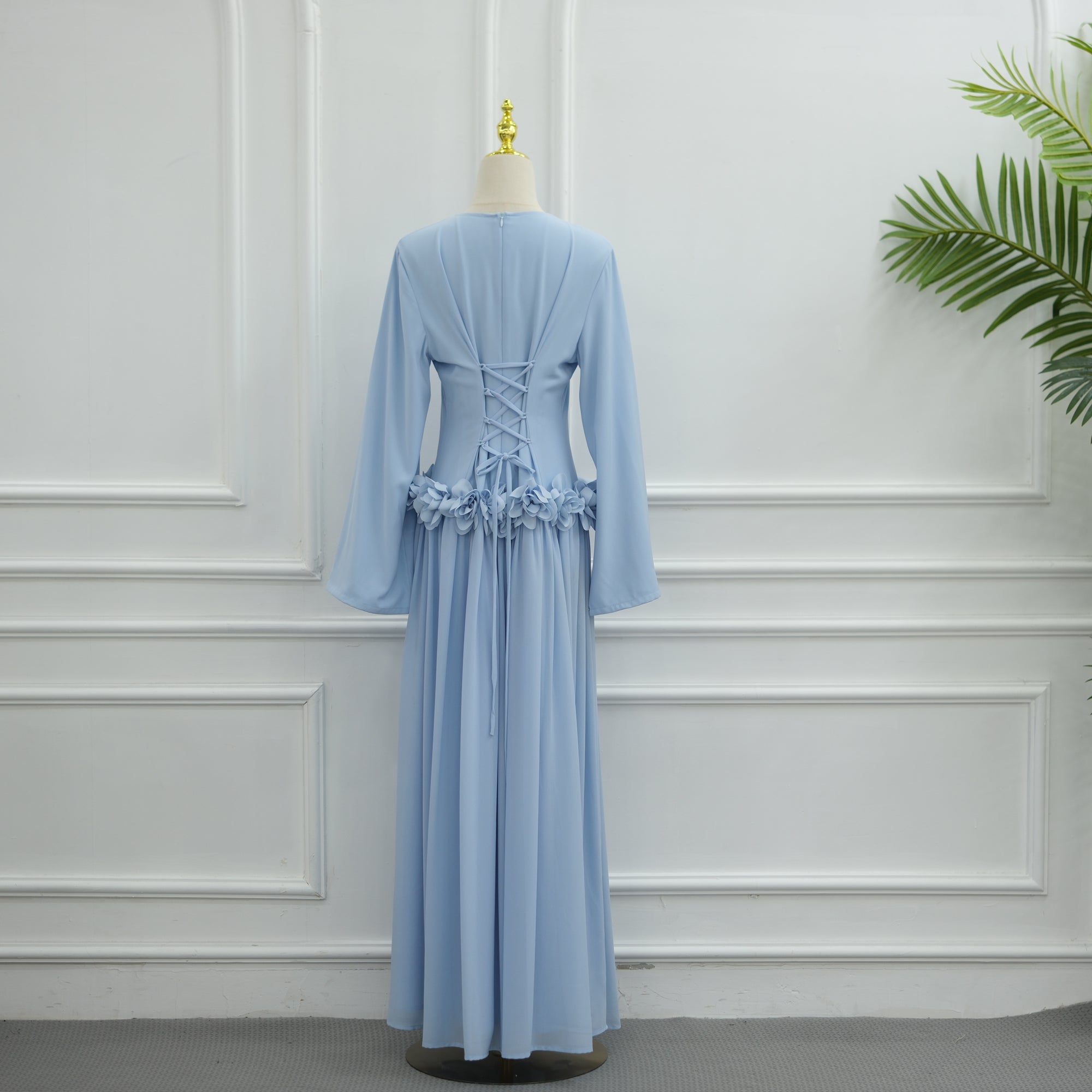 Ayla Floral Waist Maxi Dress - Blue