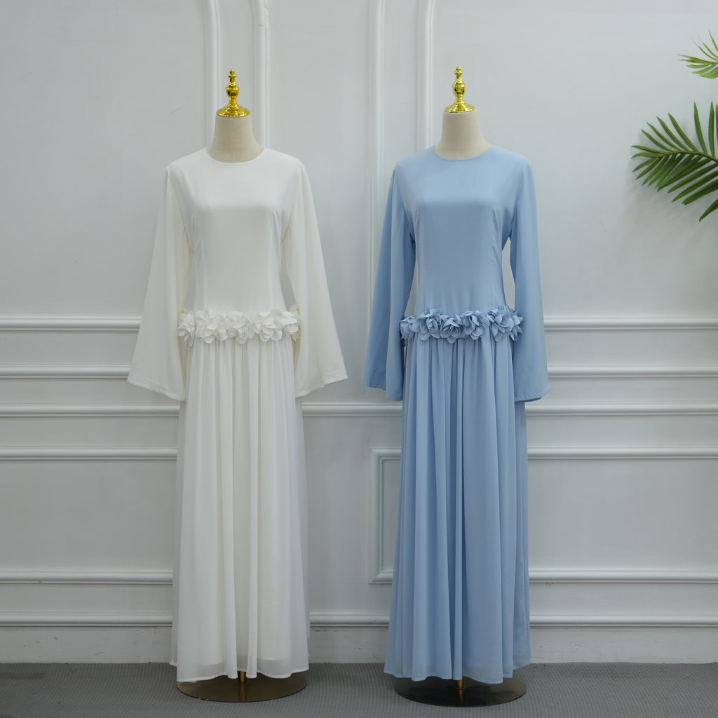 Ayla Floral Waist Maxi Dress - Blue