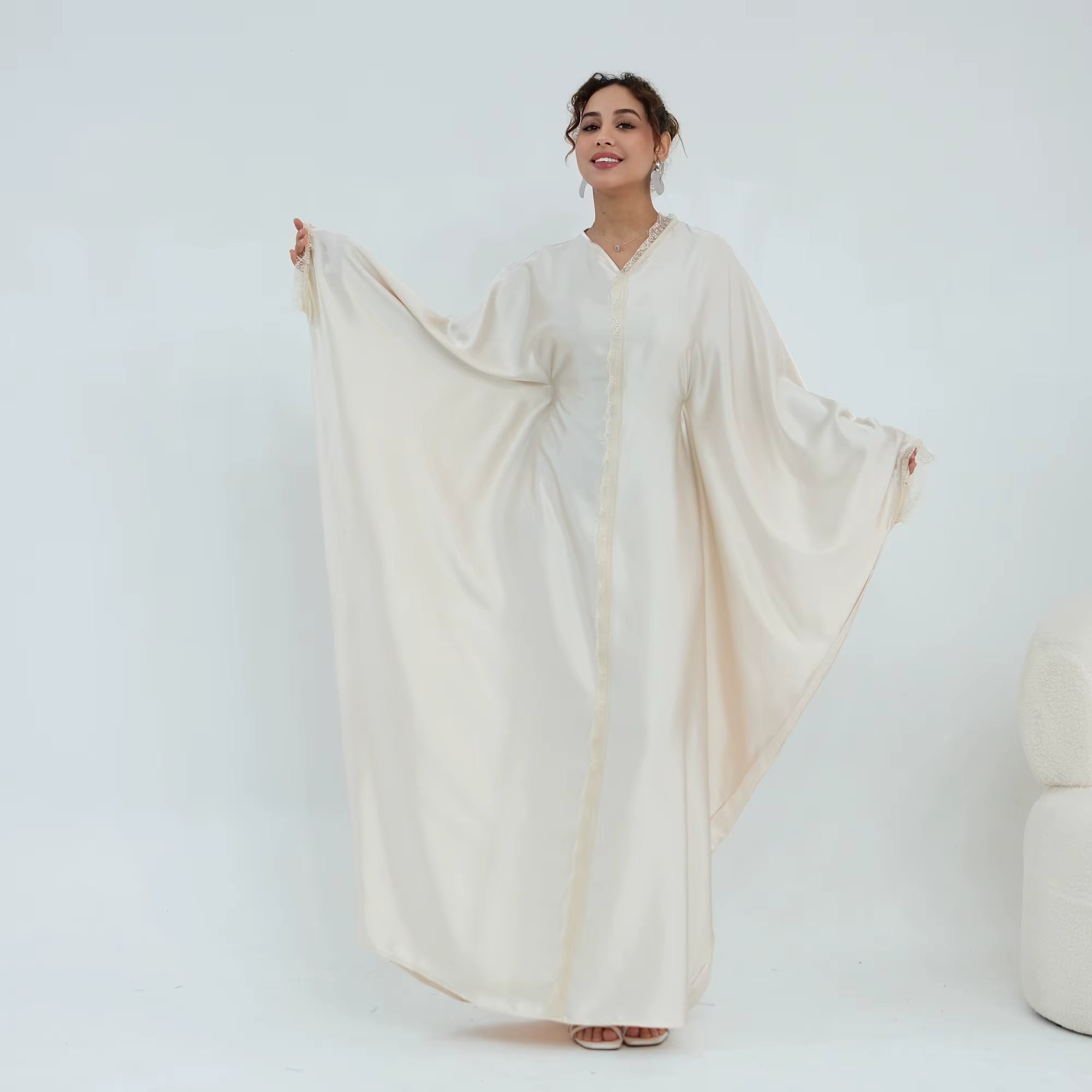 Samira Satin Kaftan - Cream