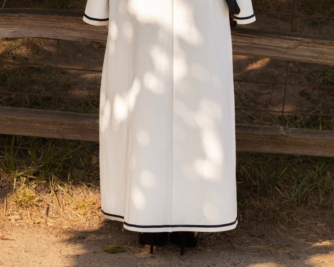 Amara Contrast Trim Maxi Dress - Ivory