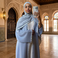 Maya Floral Edge Abaya Set - Baby Blue