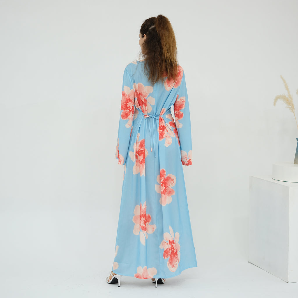 Amalfi Floral Maxi Dress - Baby Blue