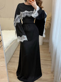 Celeste Lace Shawl Dress - Black