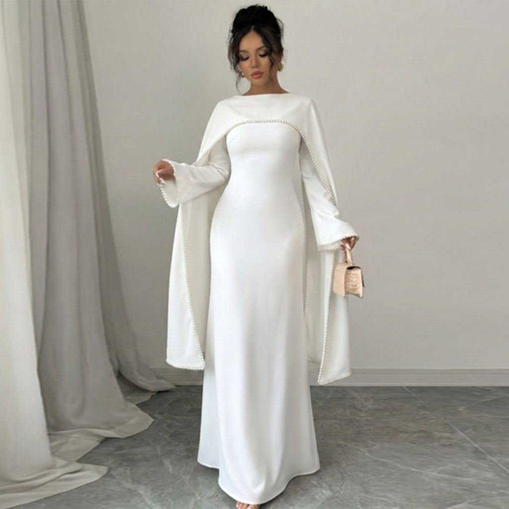 Layla Pearl Shawl Dress - White