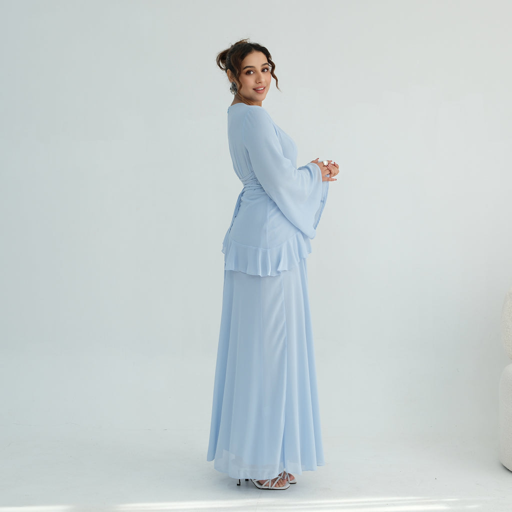 Aurelia Ruffle Maxi Dress - Blue