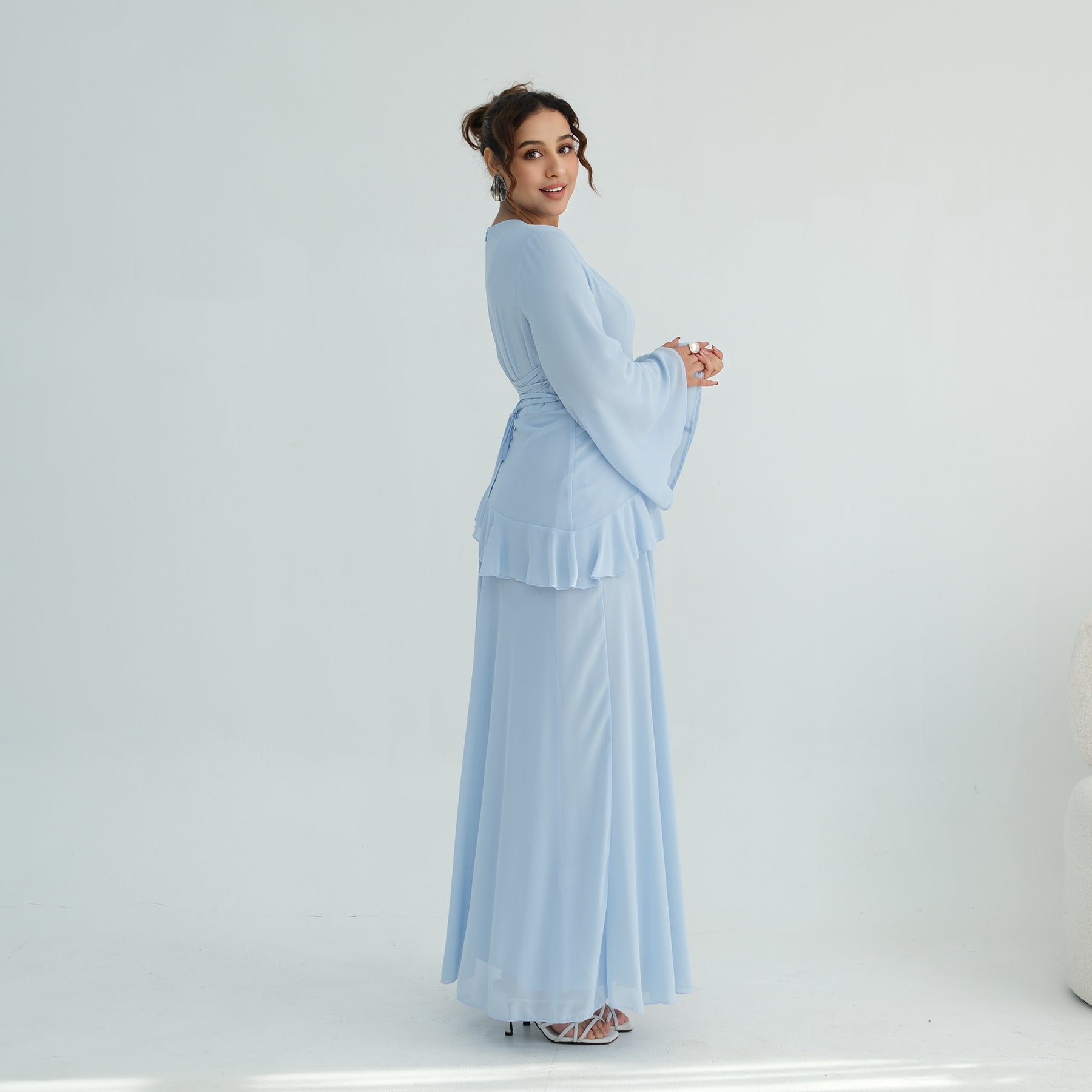 Aurelia Ruffle Maxi Dress - Blue