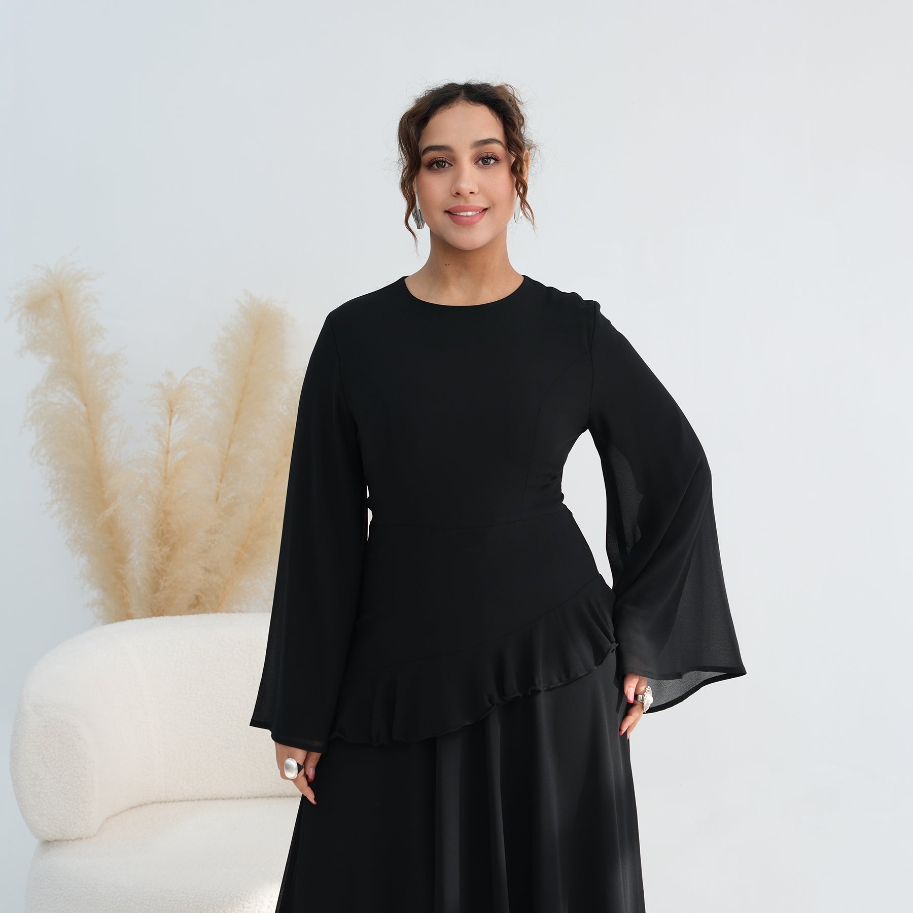 Aurelia Ruffle Maxi Dress - Black