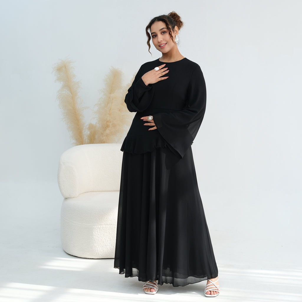 Aurelia Ruffle Maxi Dress - Black