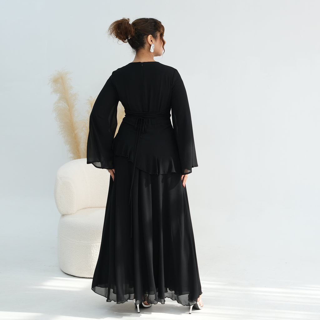 Aurelia Ruffle Maxi Dress - Black