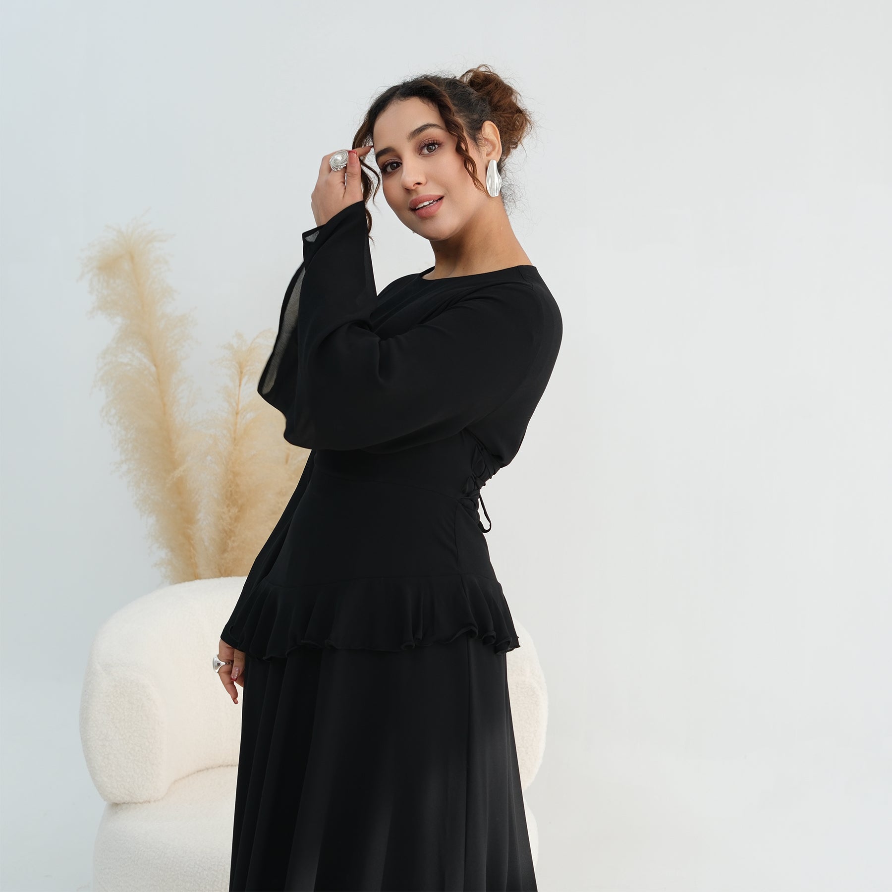Aurelia Ruffle Maxi Dress - Black