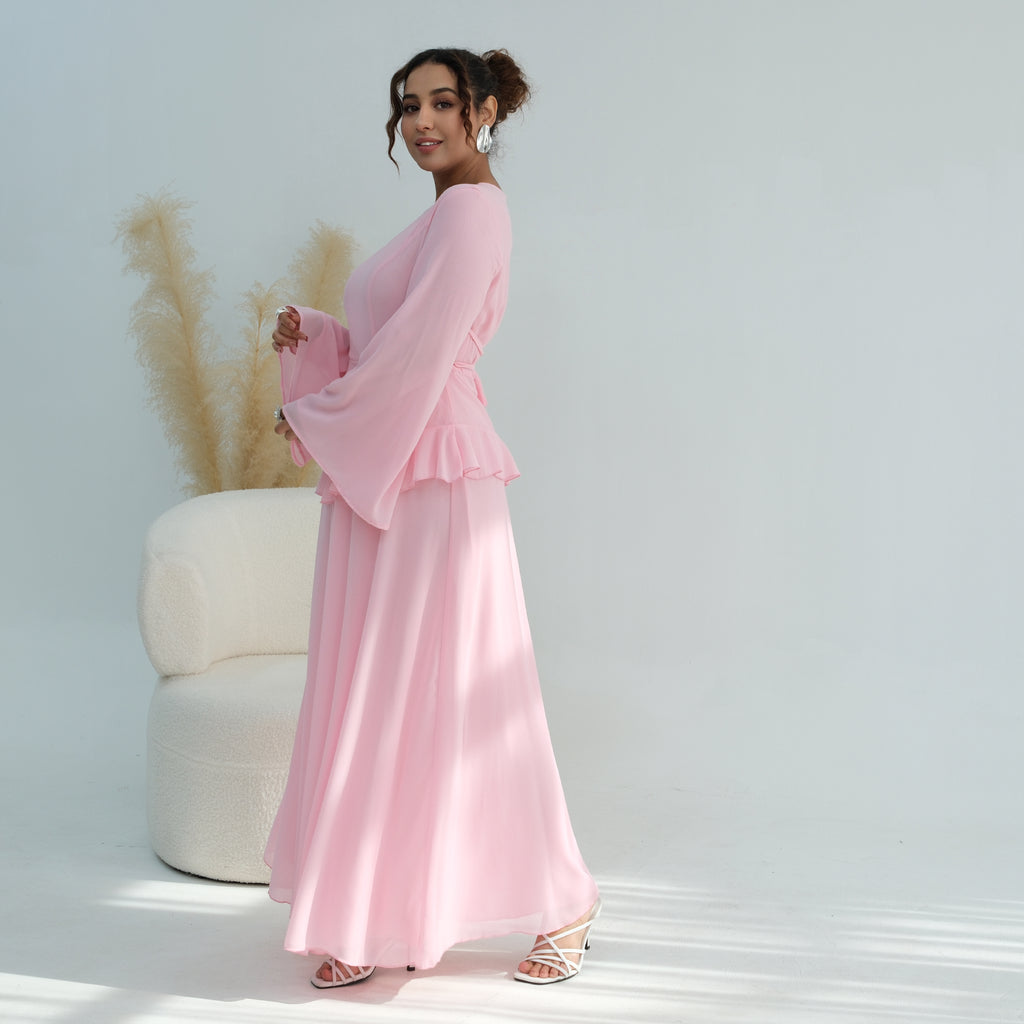 Aurelia Ruffle Maxi Dress - Baby Pink