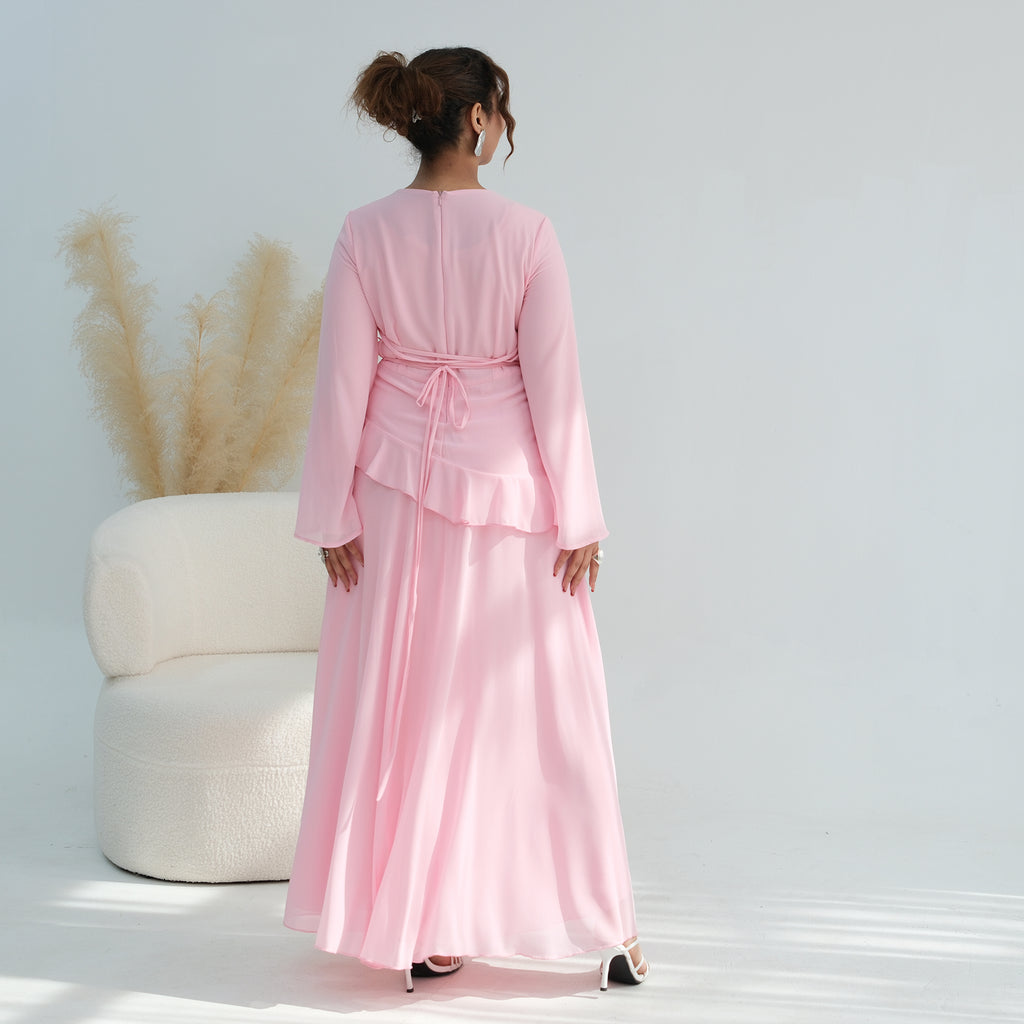 Aurelia Ruffle Maxi Dress - Baby Pink
