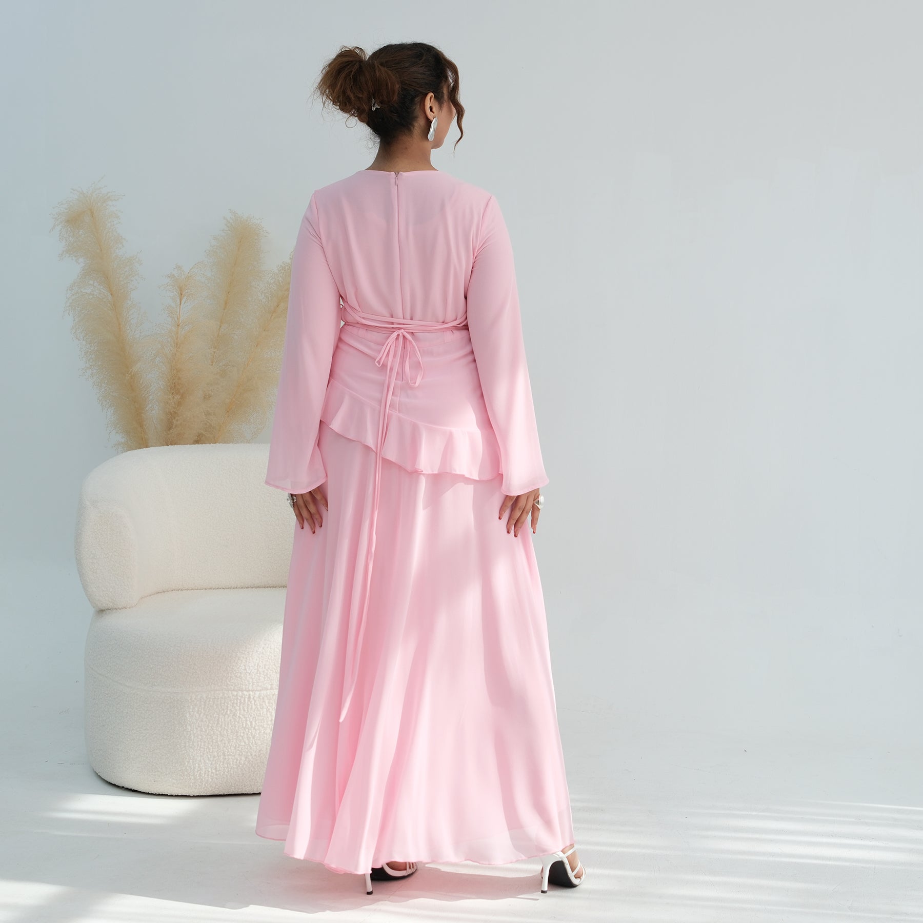 Aurelia Ruffle Maxi Dress - Baby Pink