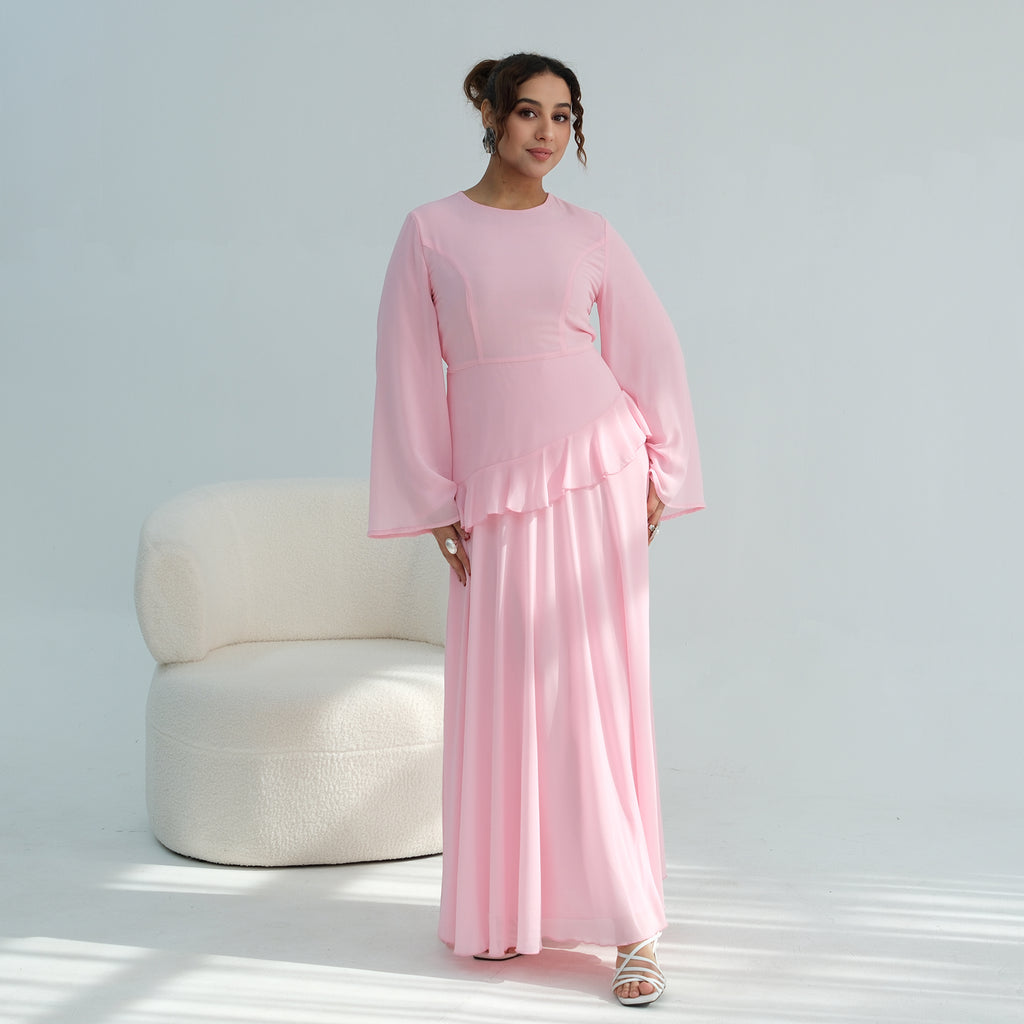 Aurelia Ruffle Maxi Dress - Baby Pink