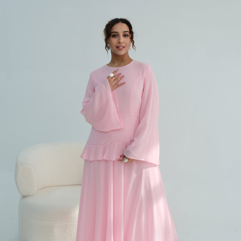 Aurelia Ruffle Maxi Dress - Baby Pink