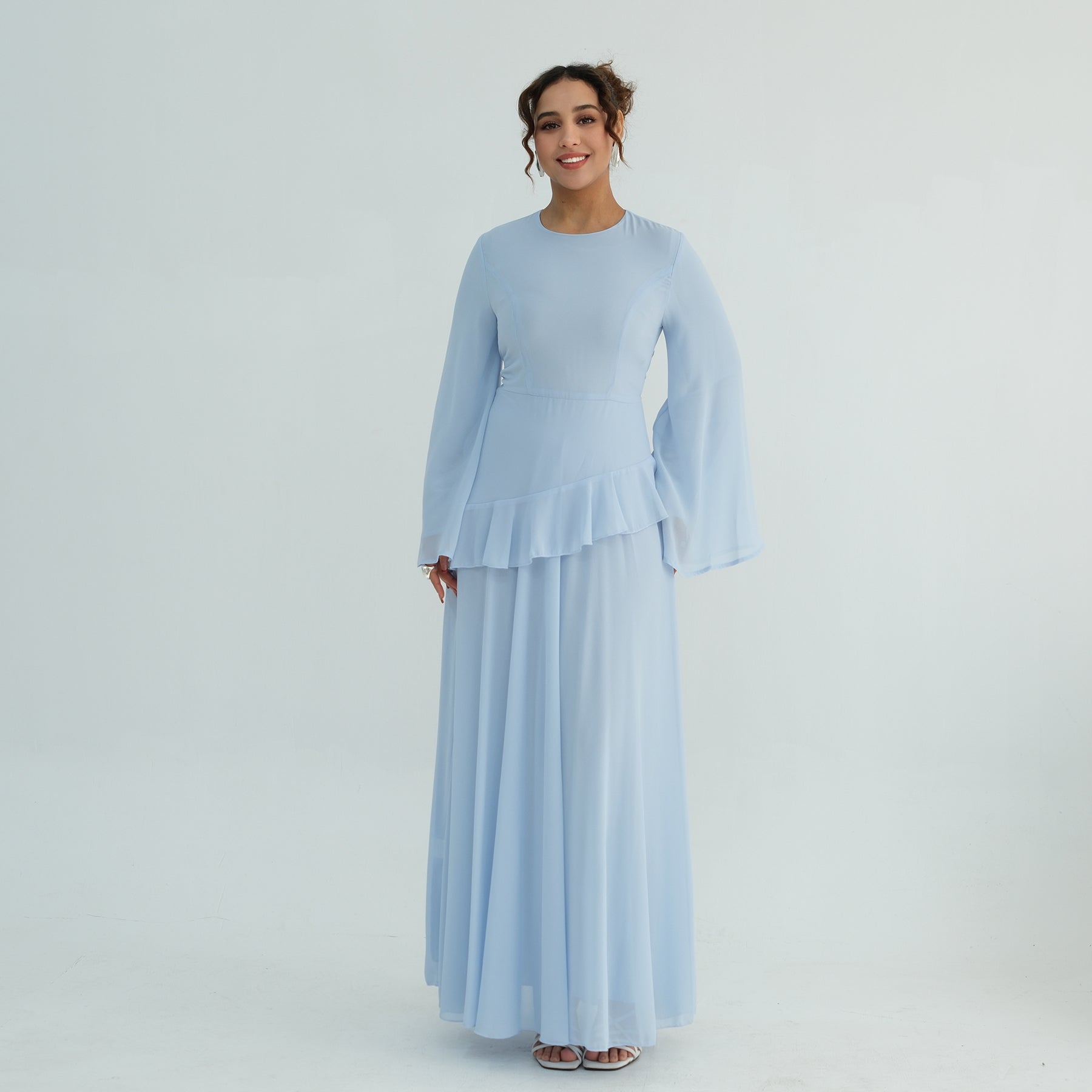 Aurelia Ruffle Maxi Dress - Blue
