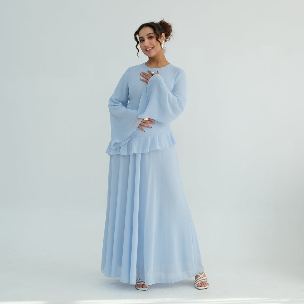 Aurelia Ruffle Maxi Dress - Blue