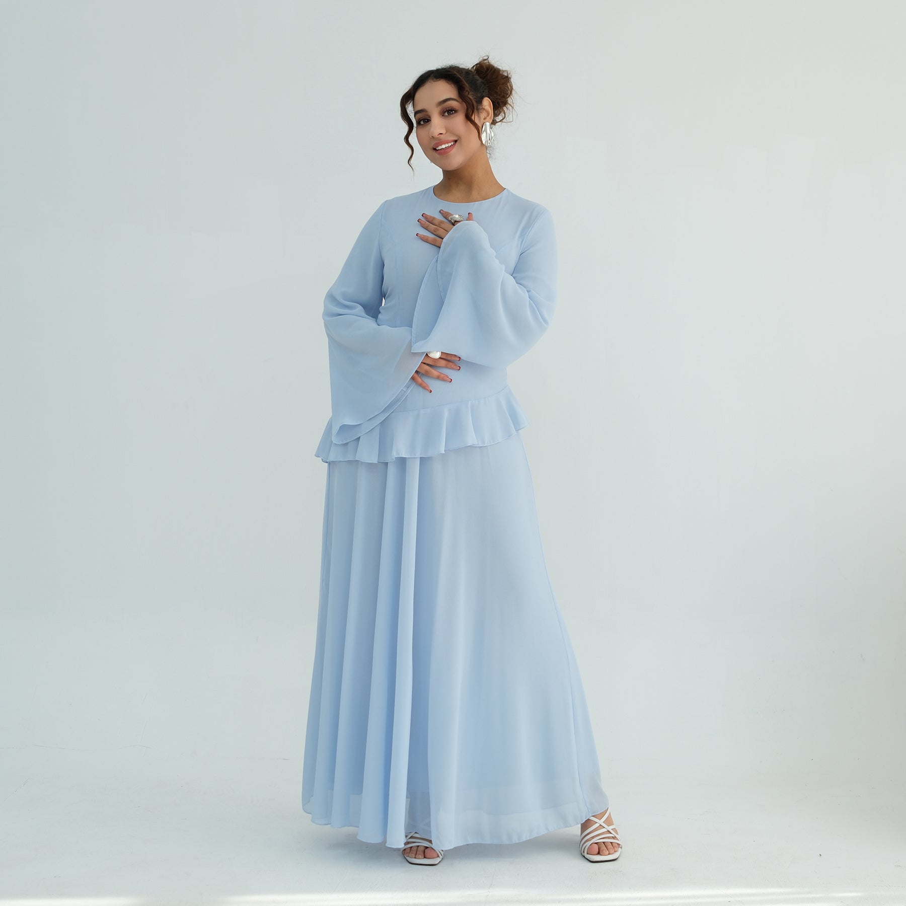 Aurelia Ruffle Maxi Dress - Blue