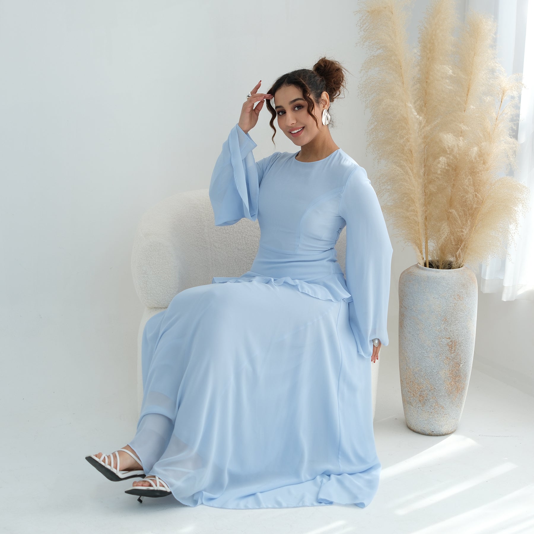 Aurelia Ruffle Maxi Dress - Blue