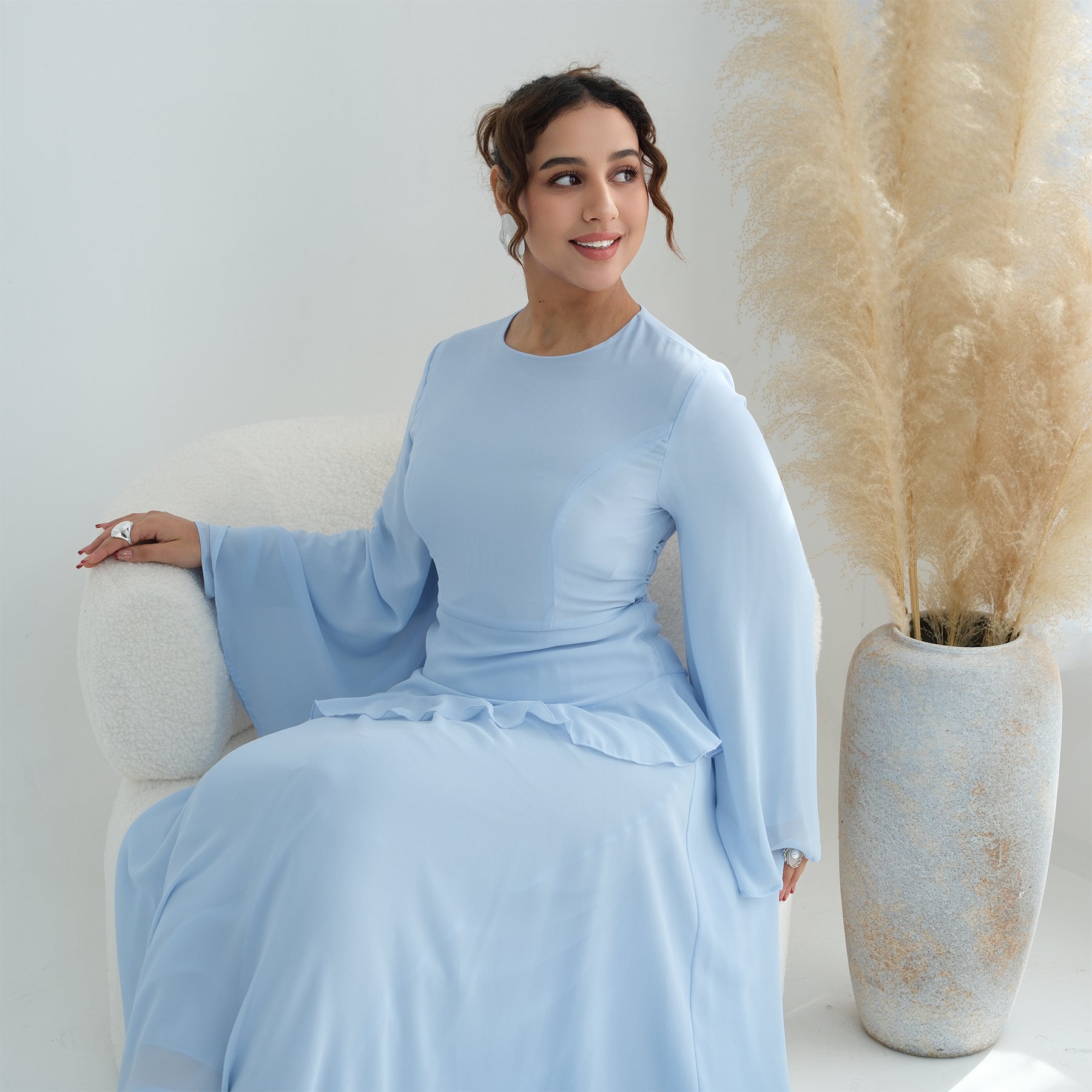 Aurelia Ruffle Maxi Dress - Blue
