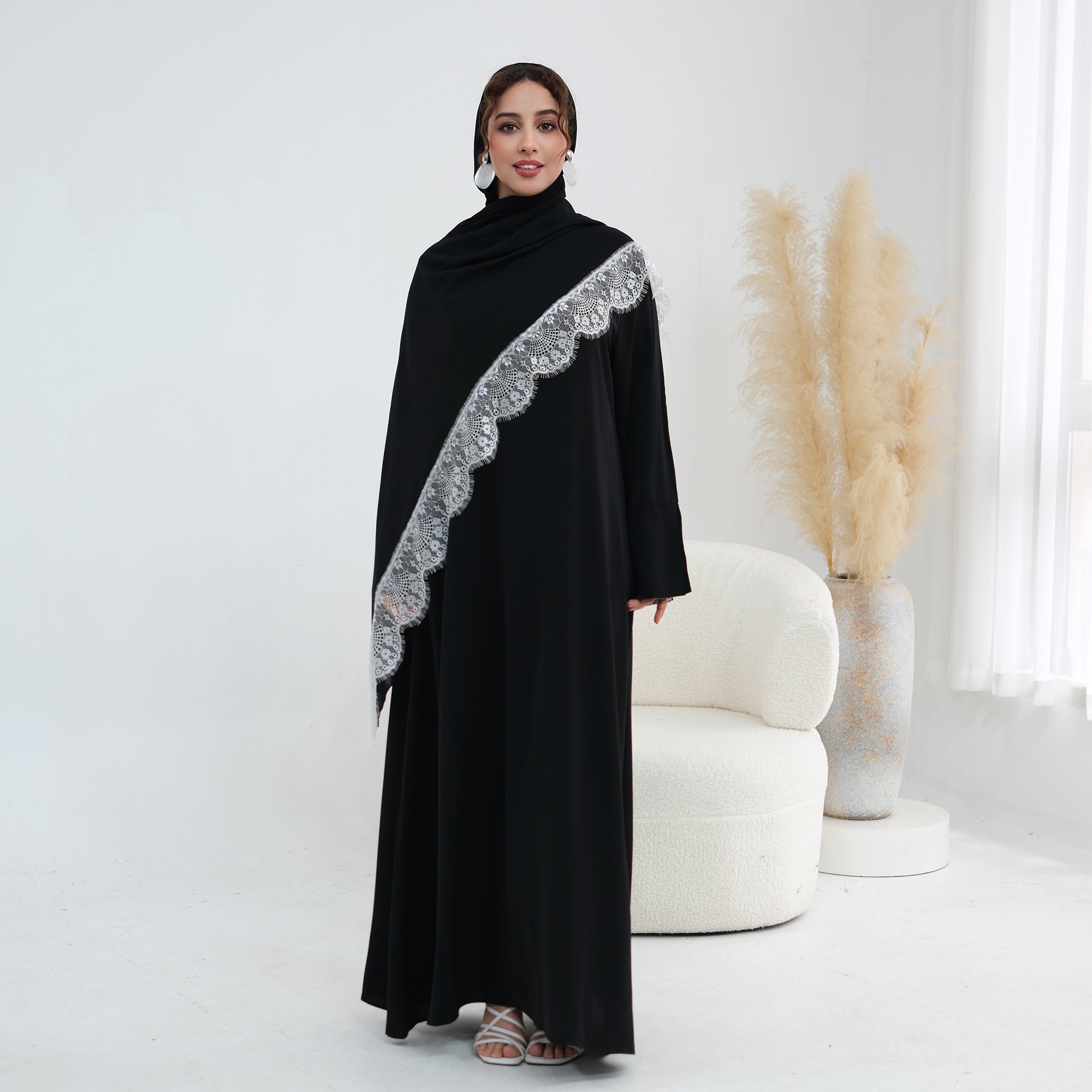 black lace cape dress Alaia Black Cape Design Floral Lace Midi Dress