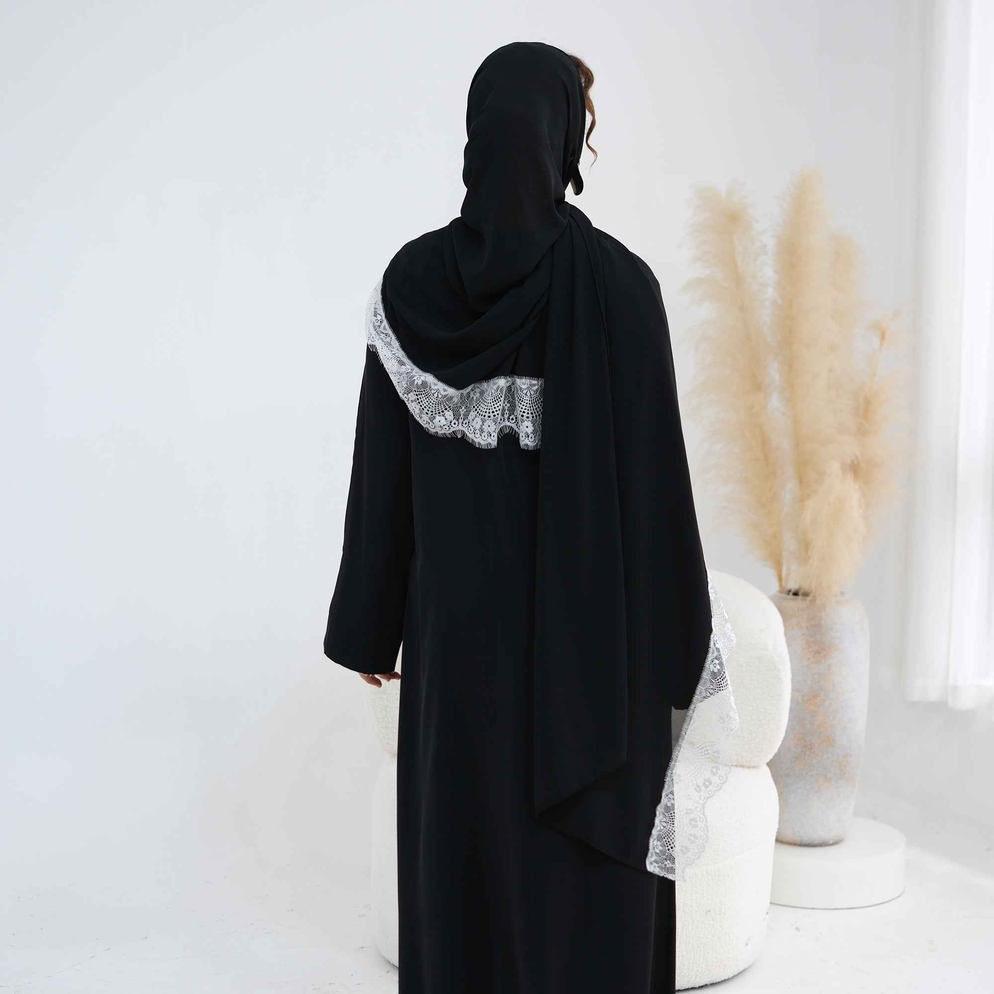 Amani Lace Cape Dress - Black/White