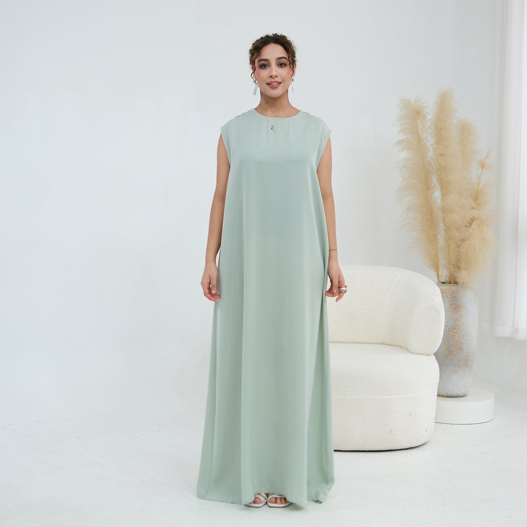 Yasmina Trim Detail Abaya - Pale Green