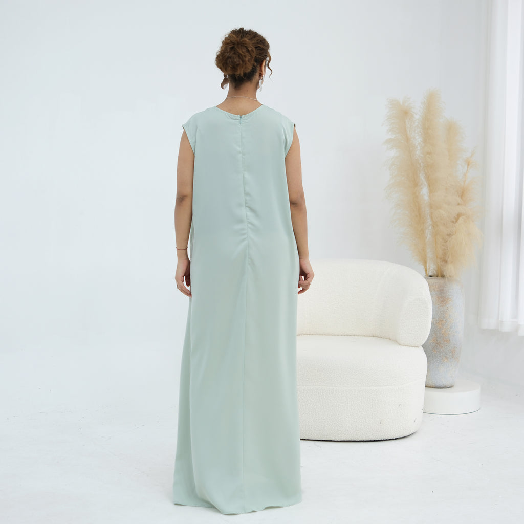 Yasmina Trim Detail Abaya - Pale Green