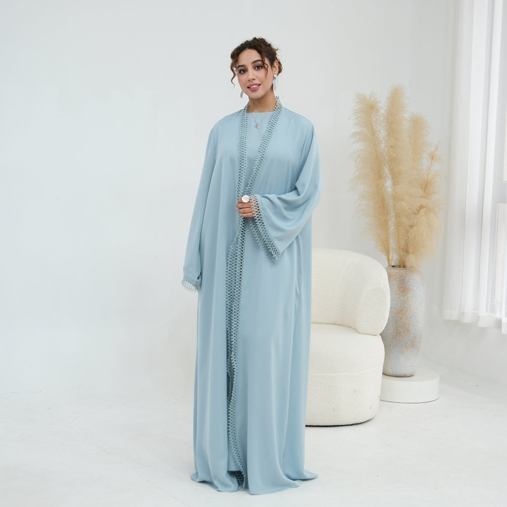 Yasmina Trim Detail Abaya - Sky Blue