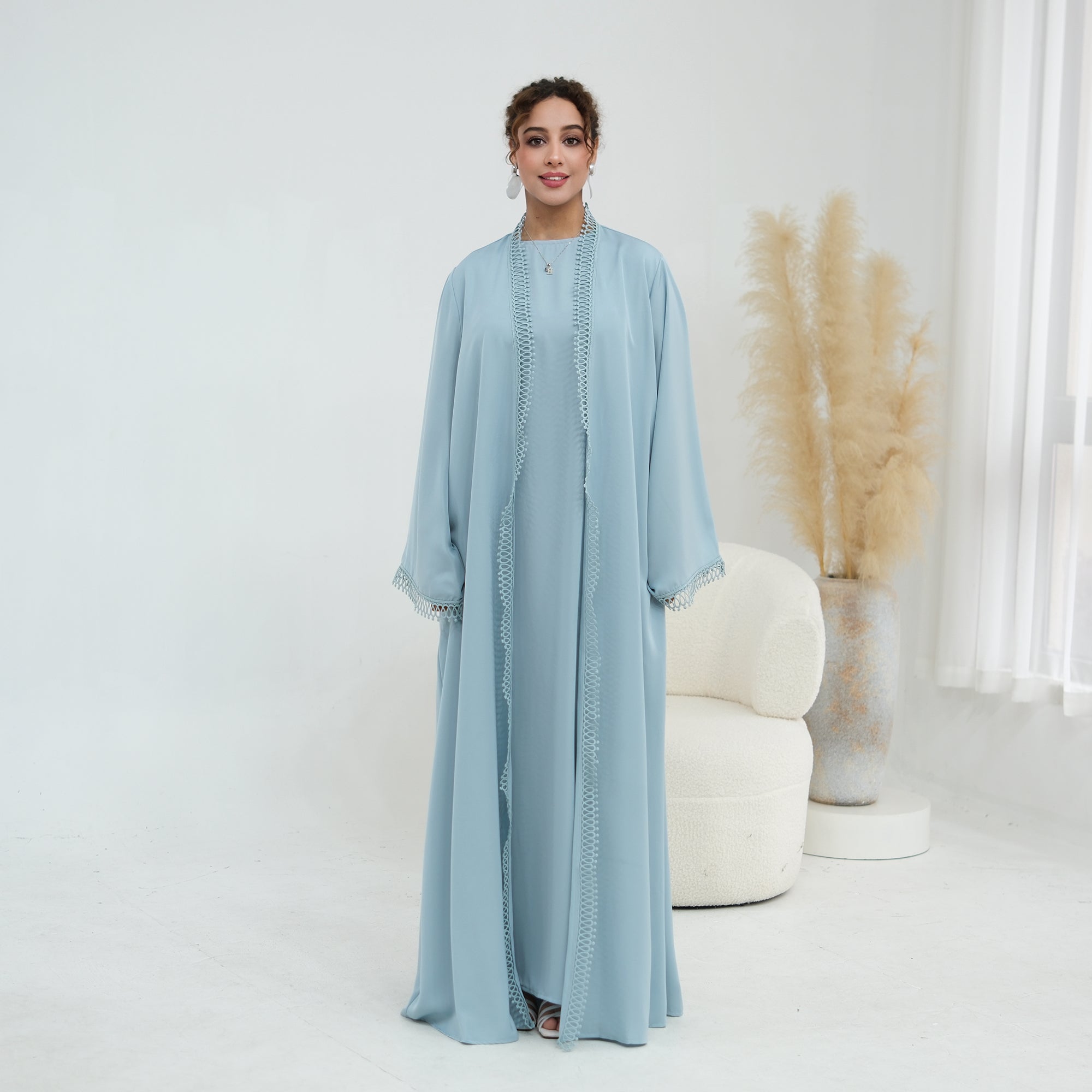 Yasmina Trim Detail Abaya - Sky Blue