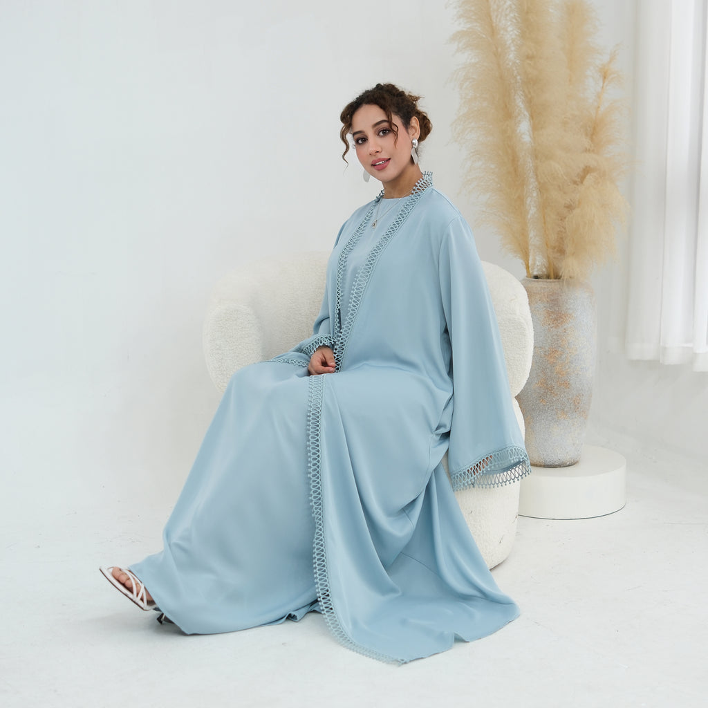 Yasmina Trim Detail Abaya - Sky Blue