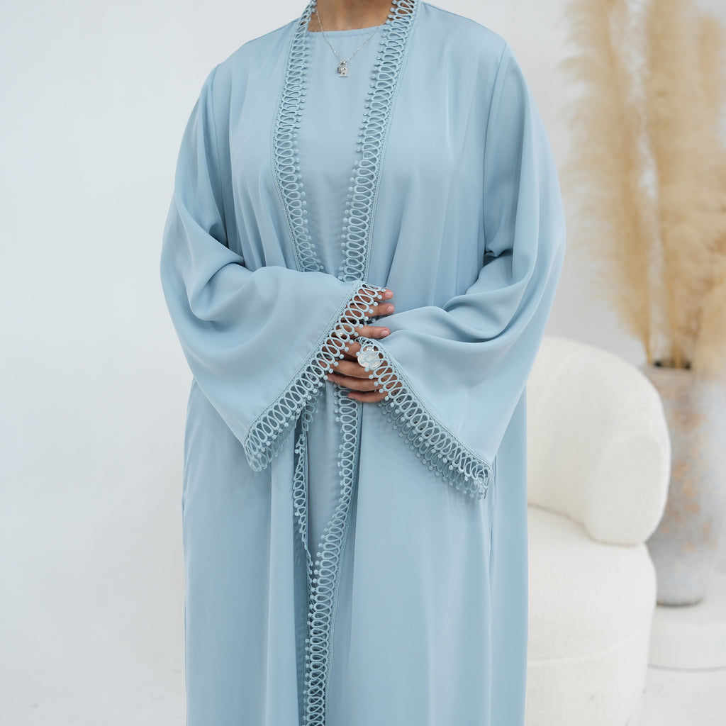Yasmina Trim Detail Abaya - Sky Blue