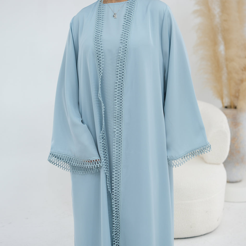 Yasmina Trim Detail Abaya - Sky Blue