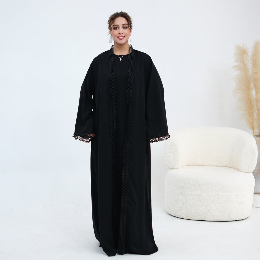 Yasmina Trim Detail Abaya - Onyx Black
