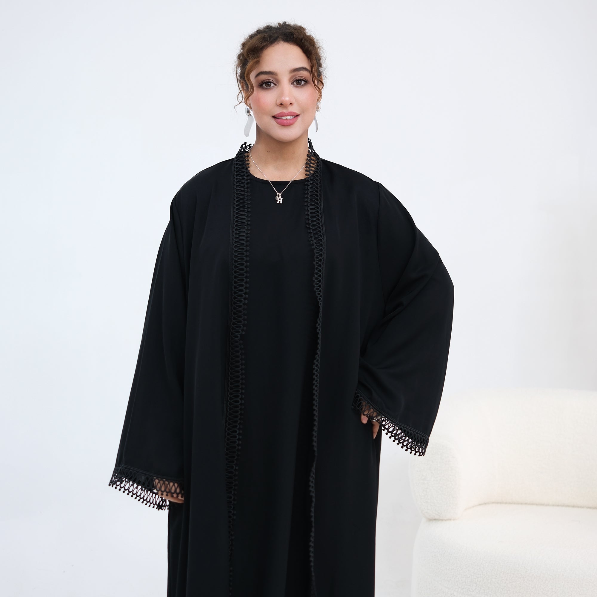 Yasmina Trim Detail Abaya - Onyx Black