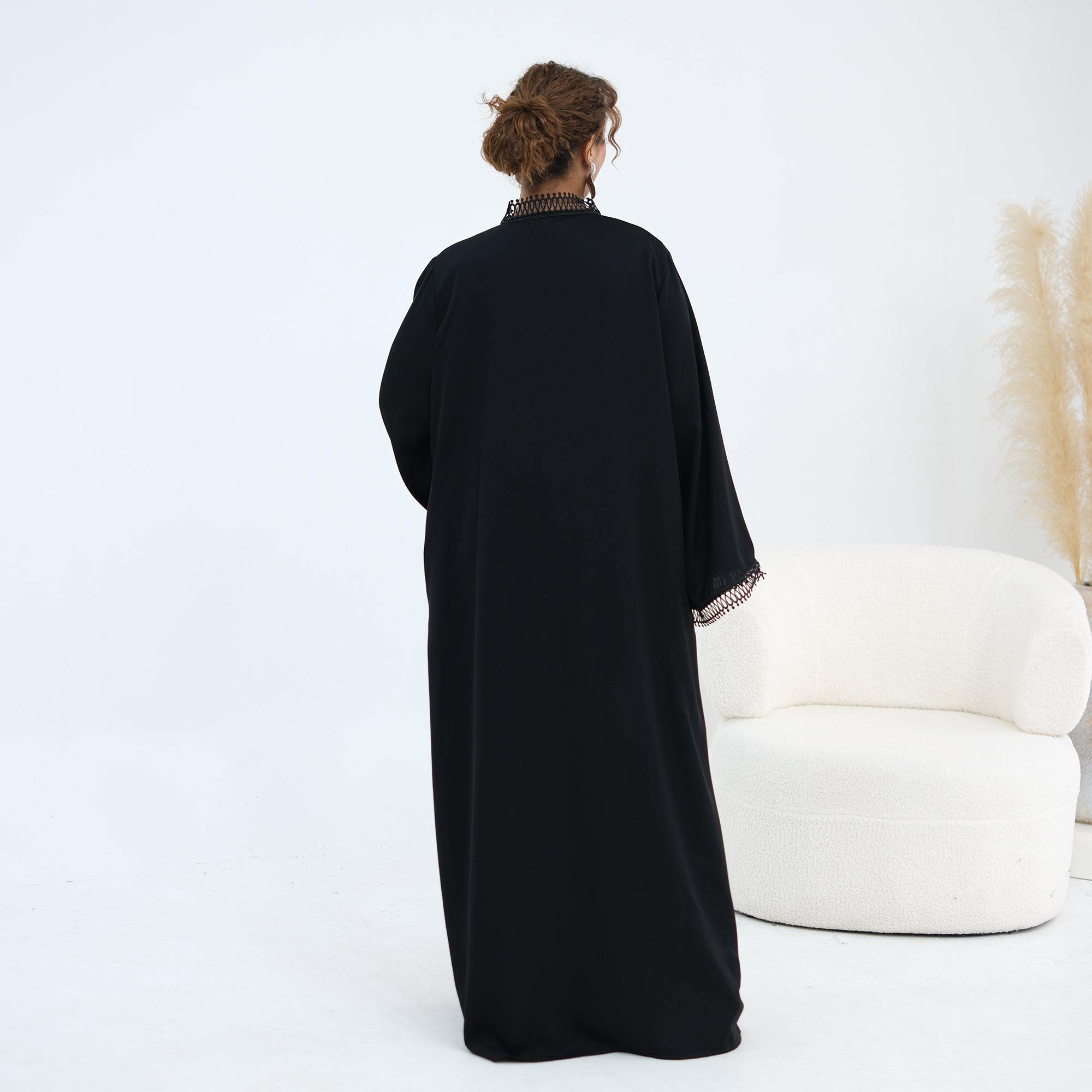 Yasmina Trim Detail Abaya - Onyx Black