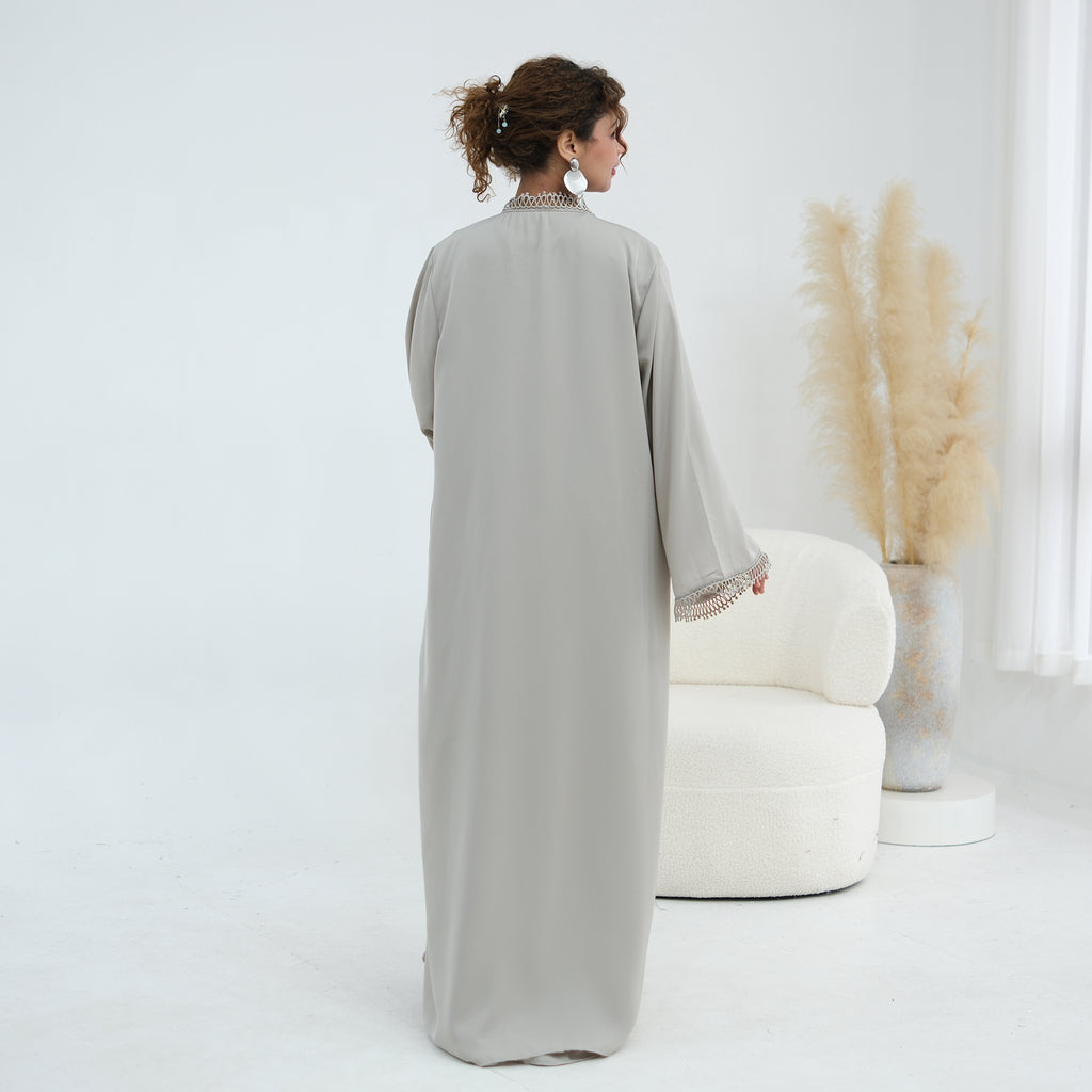 Yasmina Trim Detail Abaya - Slate