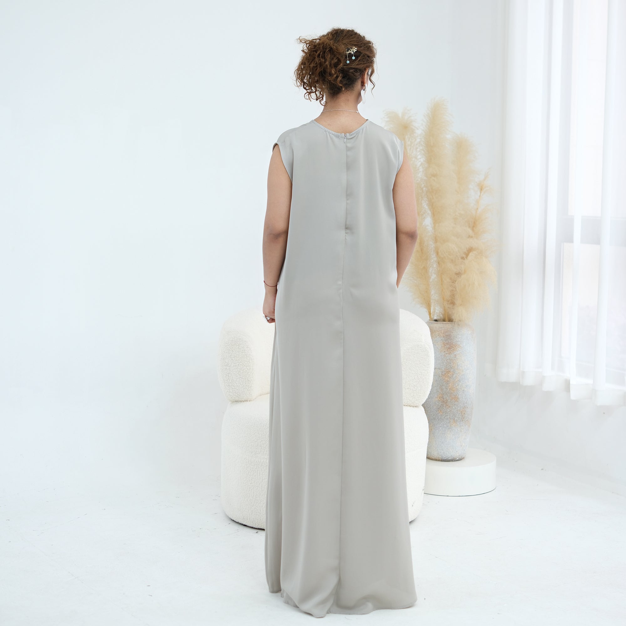 Yasmina Trim Detail Abaya - Slate