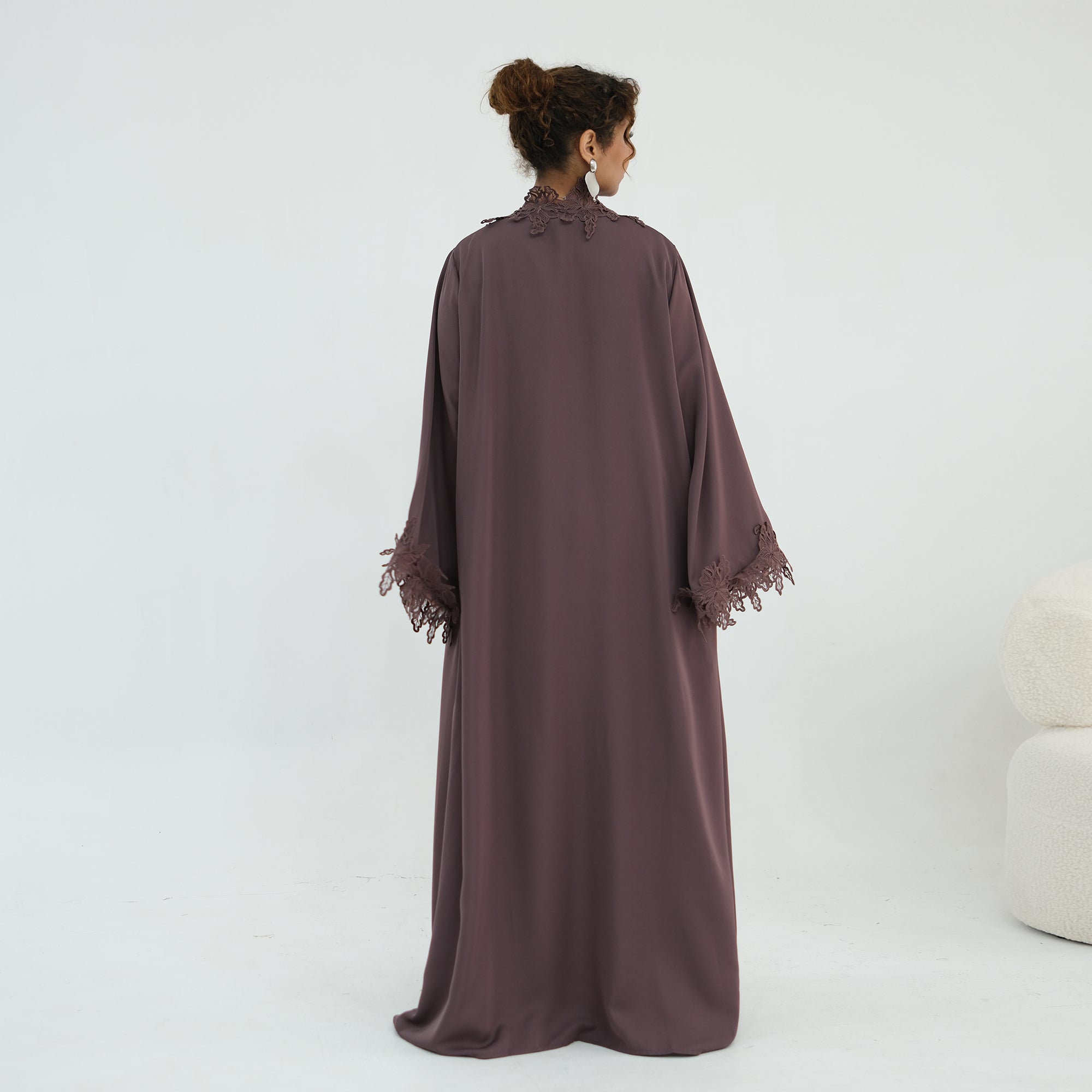 Nayla Lace Abaya Set - Brown