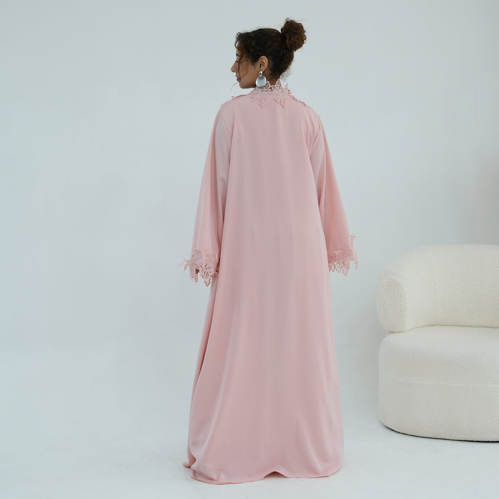 Nayla Lace Abaya Set - Pink