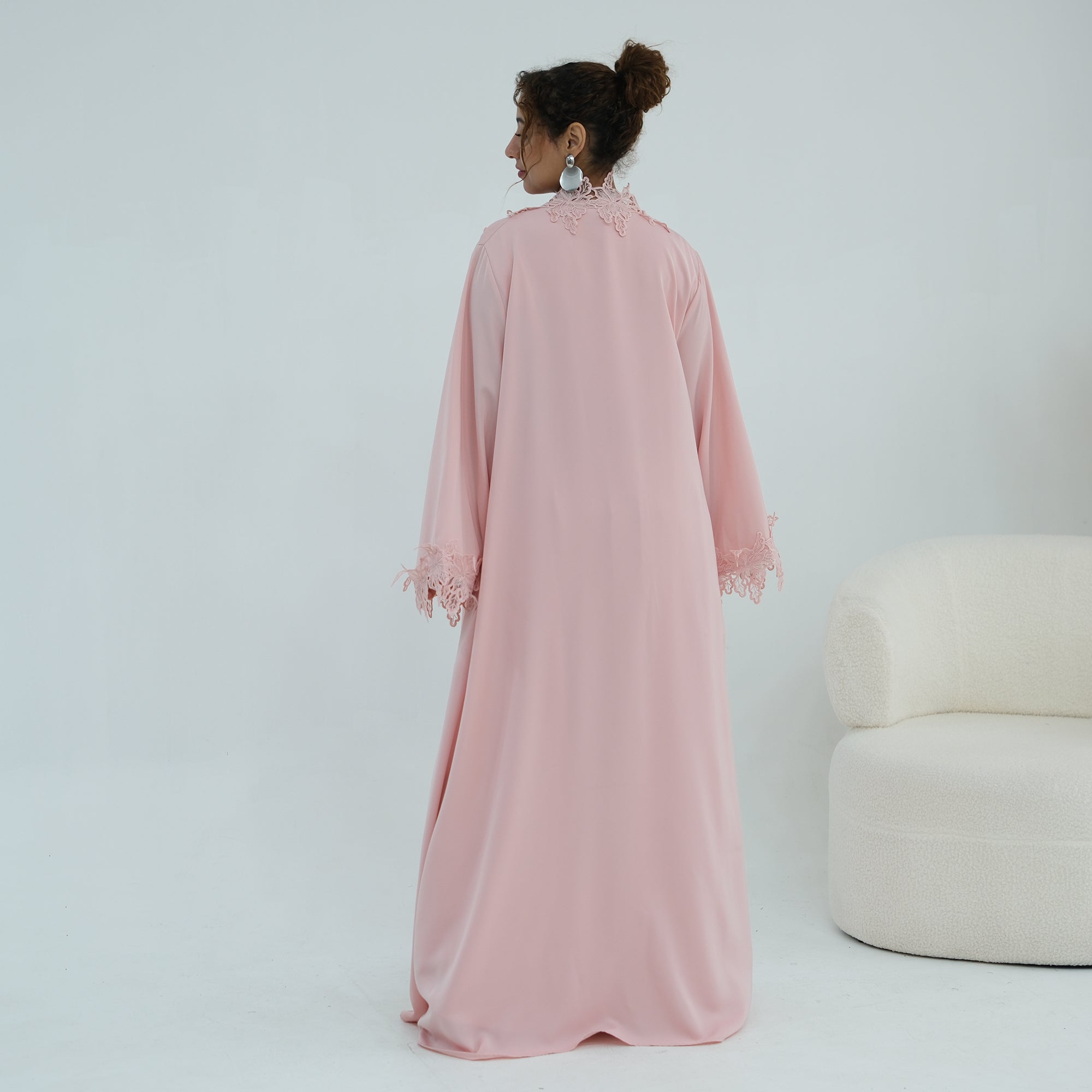 Nayla Lace Abaya Set - Pink