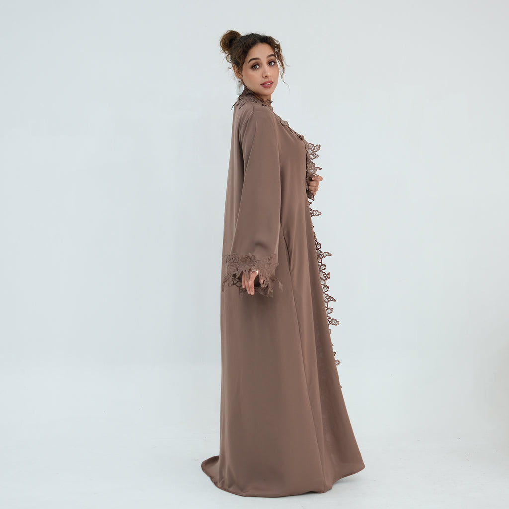 Nayla Lace Abaya Set - Coffee
