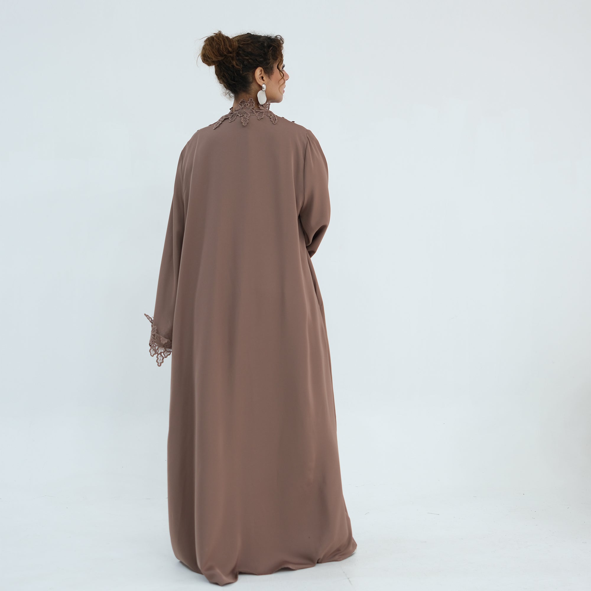 Nayla Lace Abaya Set - Coffee